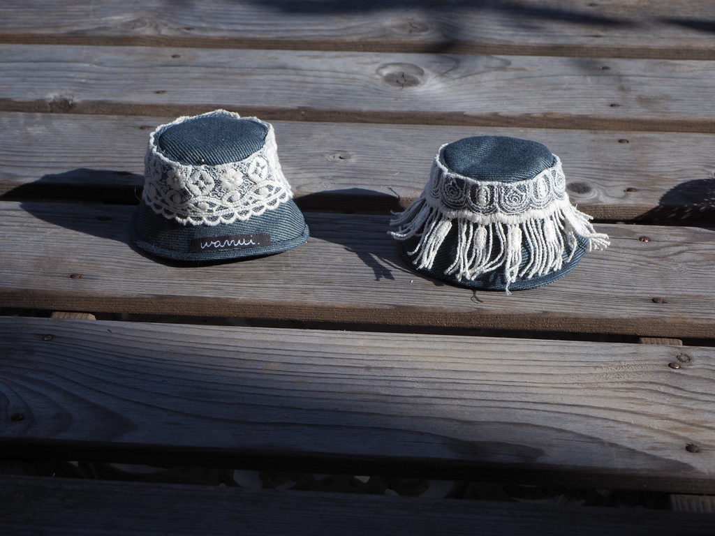 10-12cmぬい デニムレースバケットハット