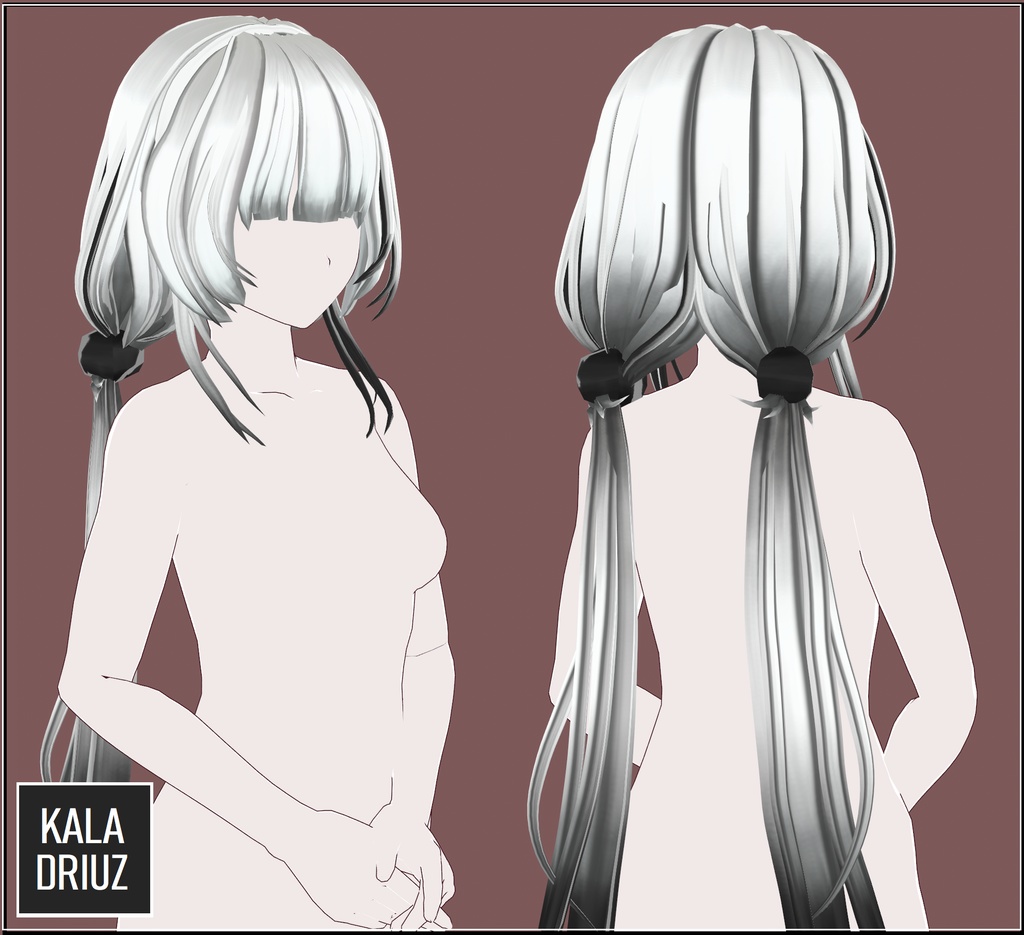 Lulu Hairset | Rigged White Hair for Vroid