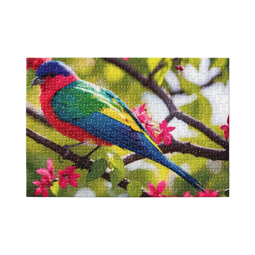 大人のためのジグソーパズル:枝にとまる色鮮やかな鳥