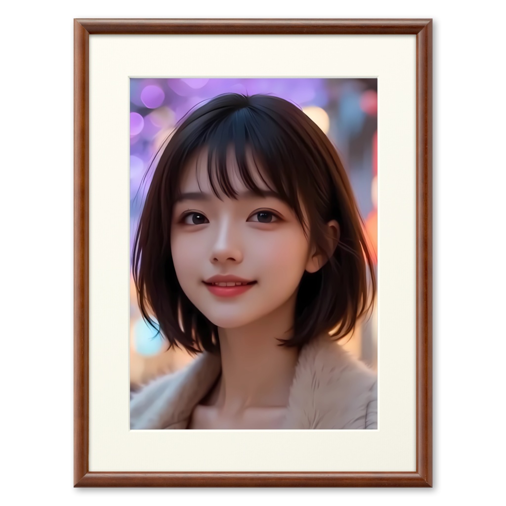 【きらめく宵の微笑み】イルミネーションに映える美少女ポスター｜高精細プリント対応