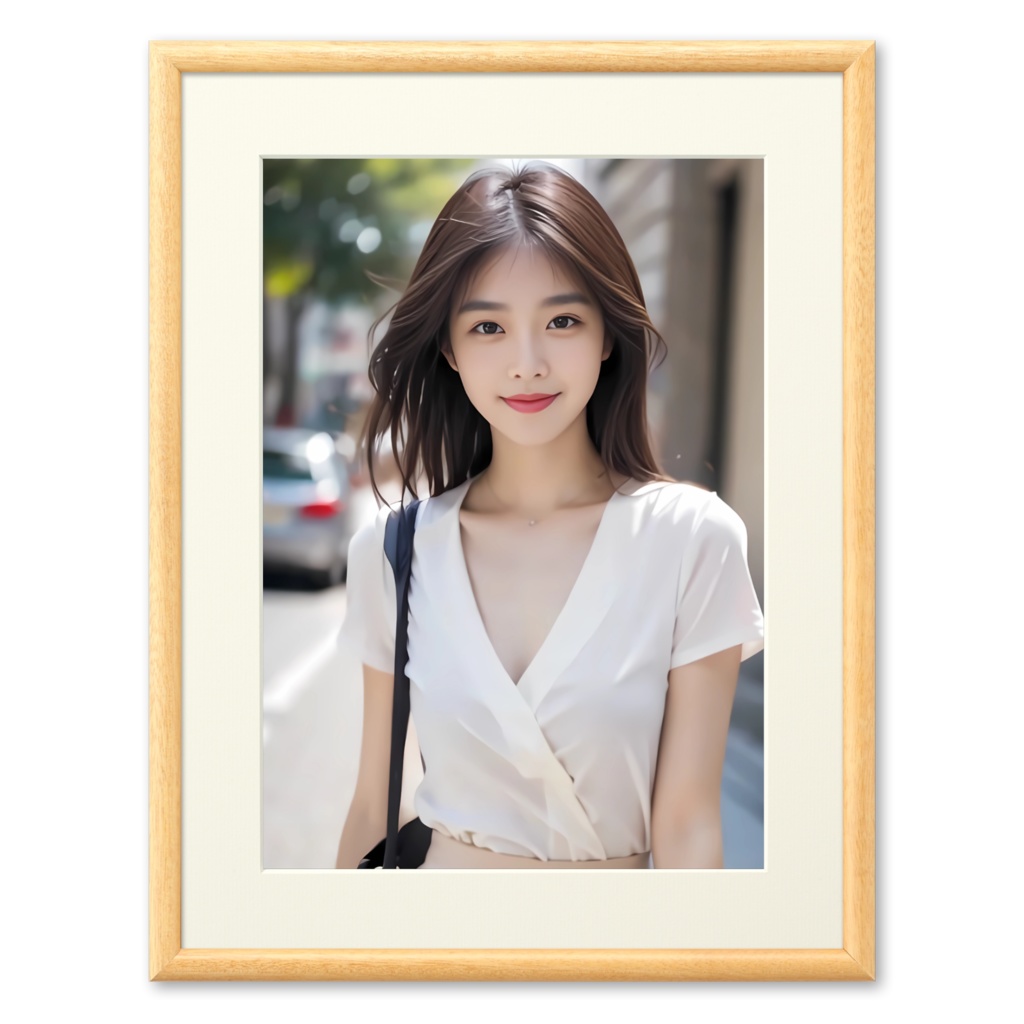 【真夏の街角、美しき一瞬】気品あふれるAI美女ポスター｜高精細プリント対応