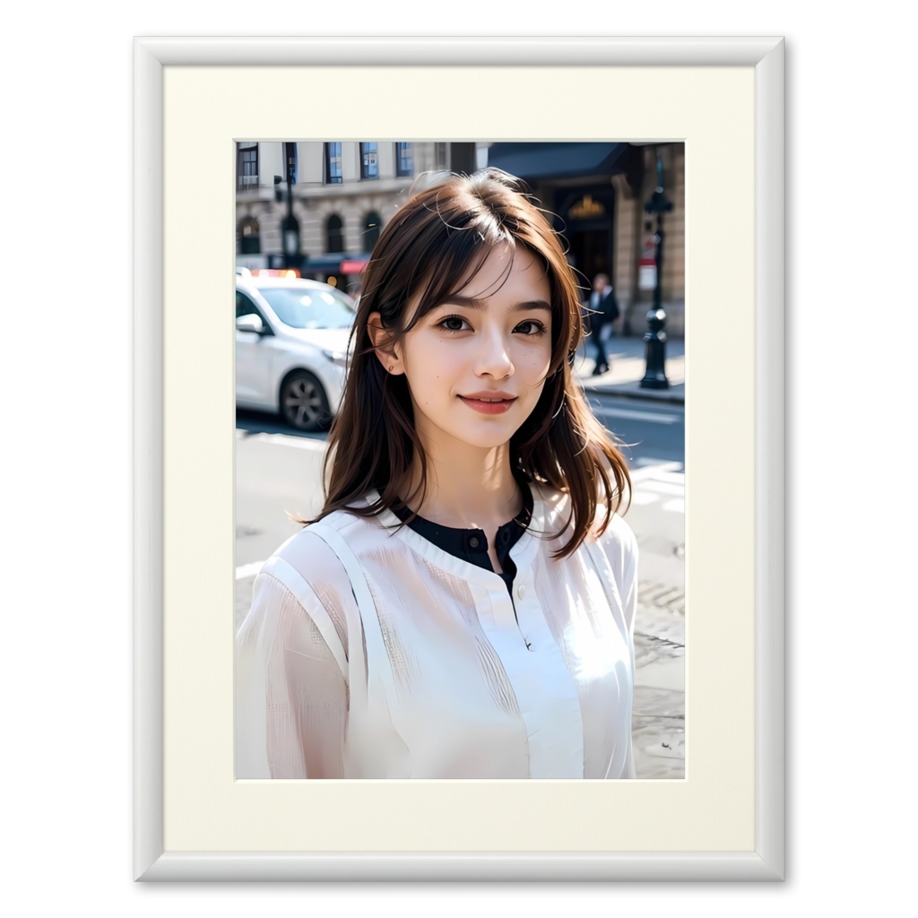 【都会に咲く微笑み】洗練された女性の横顔ポスター｜高精細プリント対応