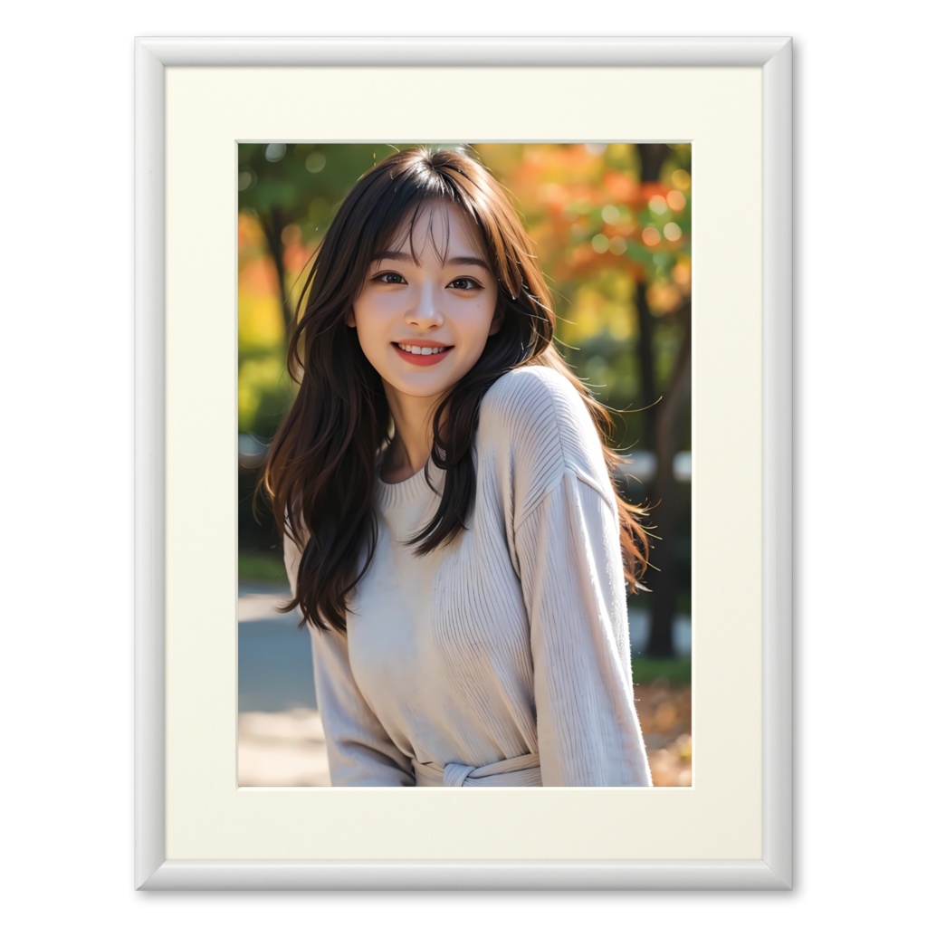 【秋風に揺れる微笑み】ナチュラルな魅力のAI美女ポスター｜高精細プリント対応 "Smiles in the Autumn Breeze" - Natural Beauty AI Portrait Poster | High-Resolution Print