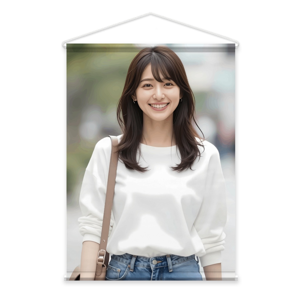 Urban Beauty Series№03【街角のやさしい微笑み】AI美女タペストリー｜高精細アートプリント