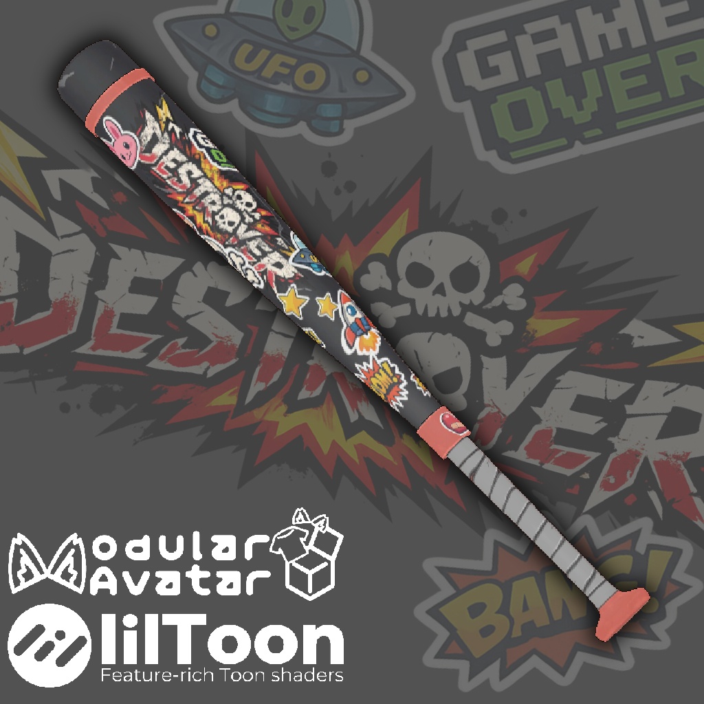 【VRC対応】ストリート系ステッカーバット【Modular Avatar】