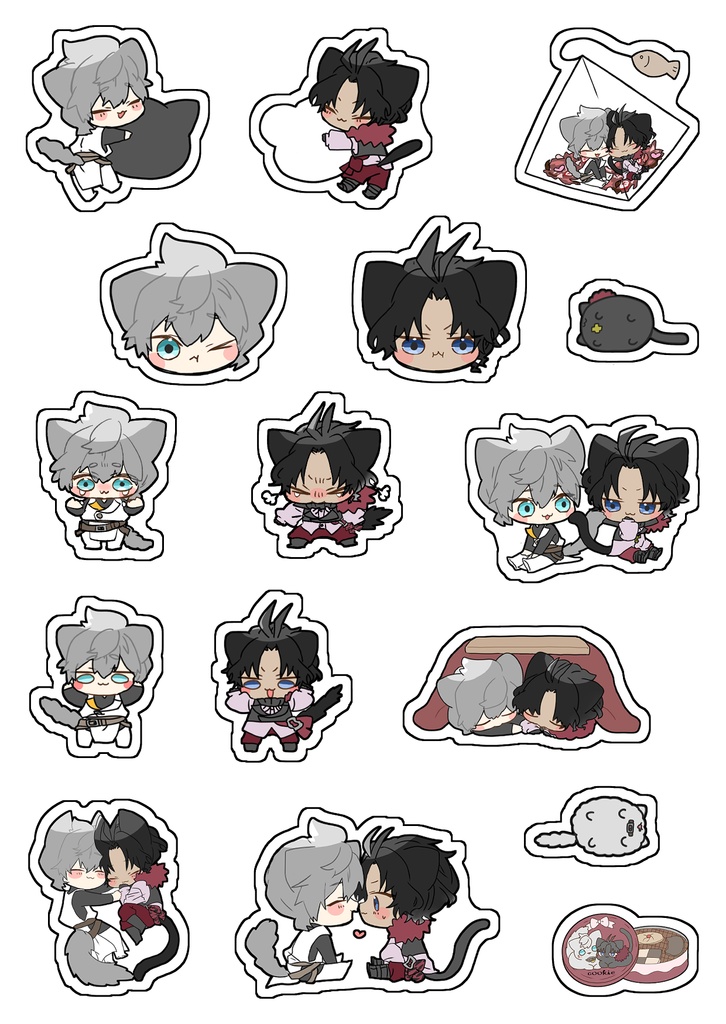 ねこのパーバソ　ぷっくりシール