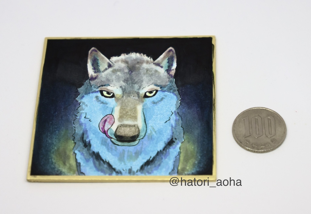 【ミニ色紙】暗闇に浮かび上げる狼【いきものフェス】