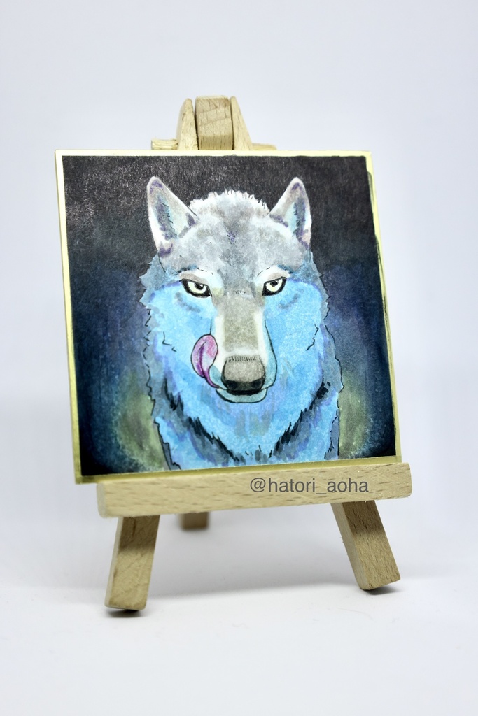 【ミニ色紙】暗闇に浮かび上げる狼【いきものフェス】