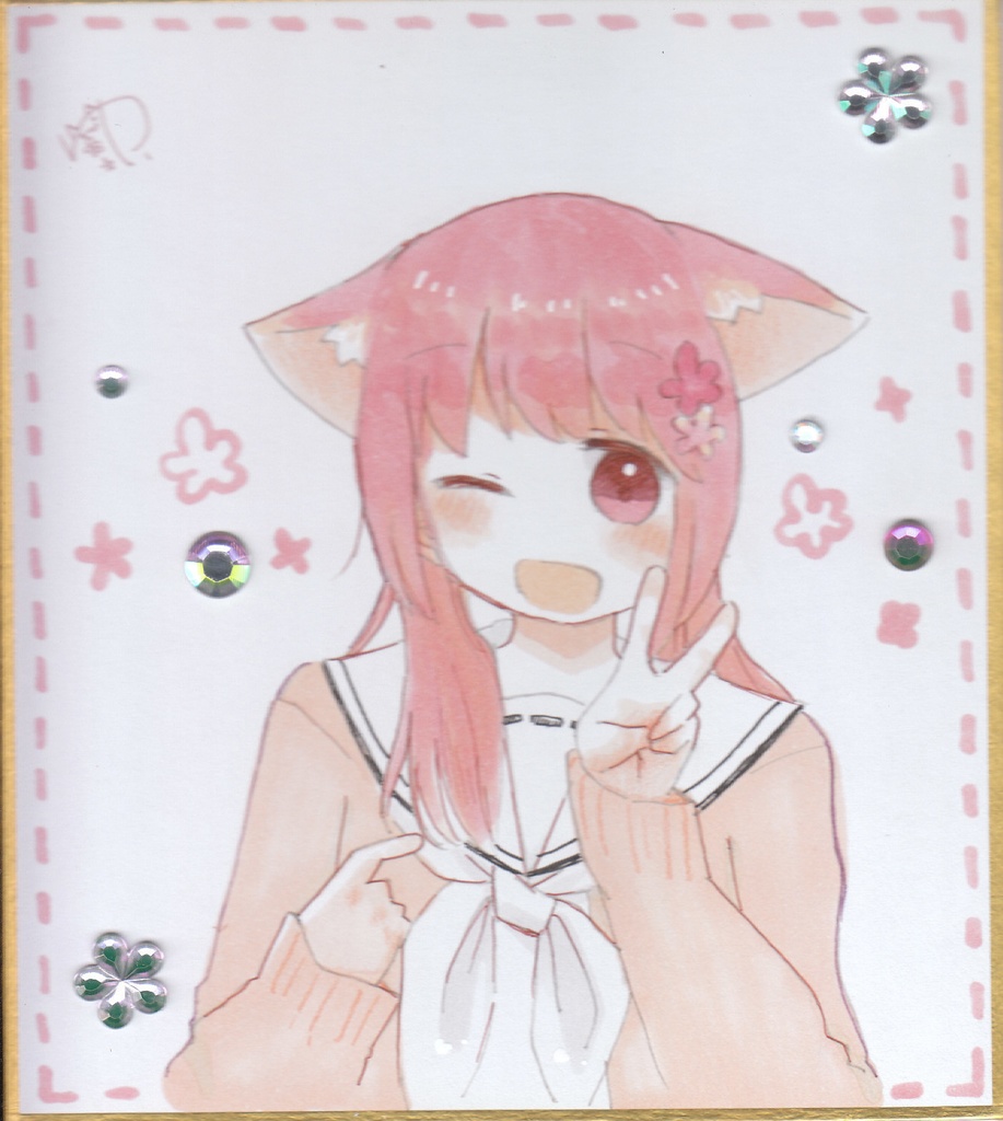 自創作キャラ ハル【直筆イラスト色紙】