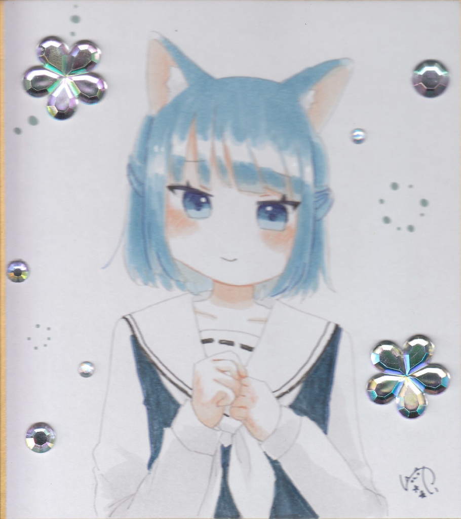 自創作キャラ ユキ【直筆イラスト色紙】