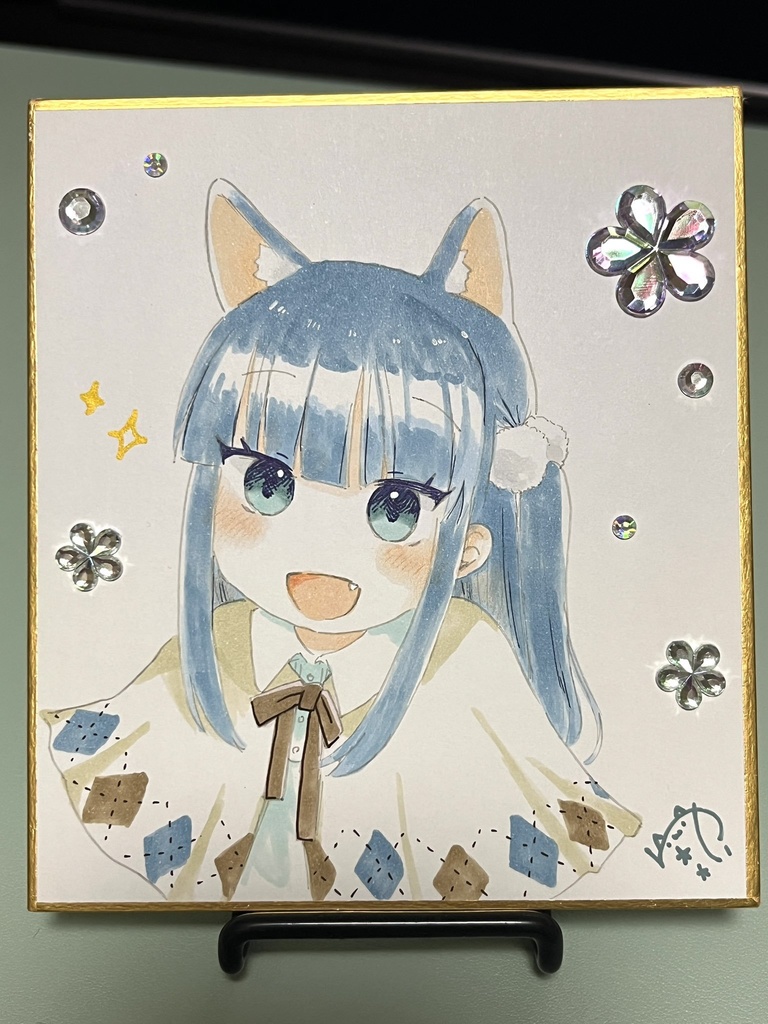 自創作キャラ　リッカ【直筆イラスト色紙】