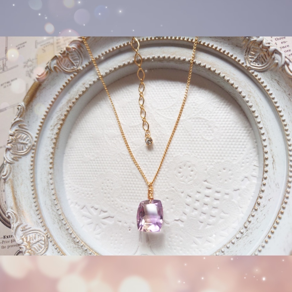 三ツ谷隆イメージ_バイカラーアメトリンネックレス(K16GP使用)