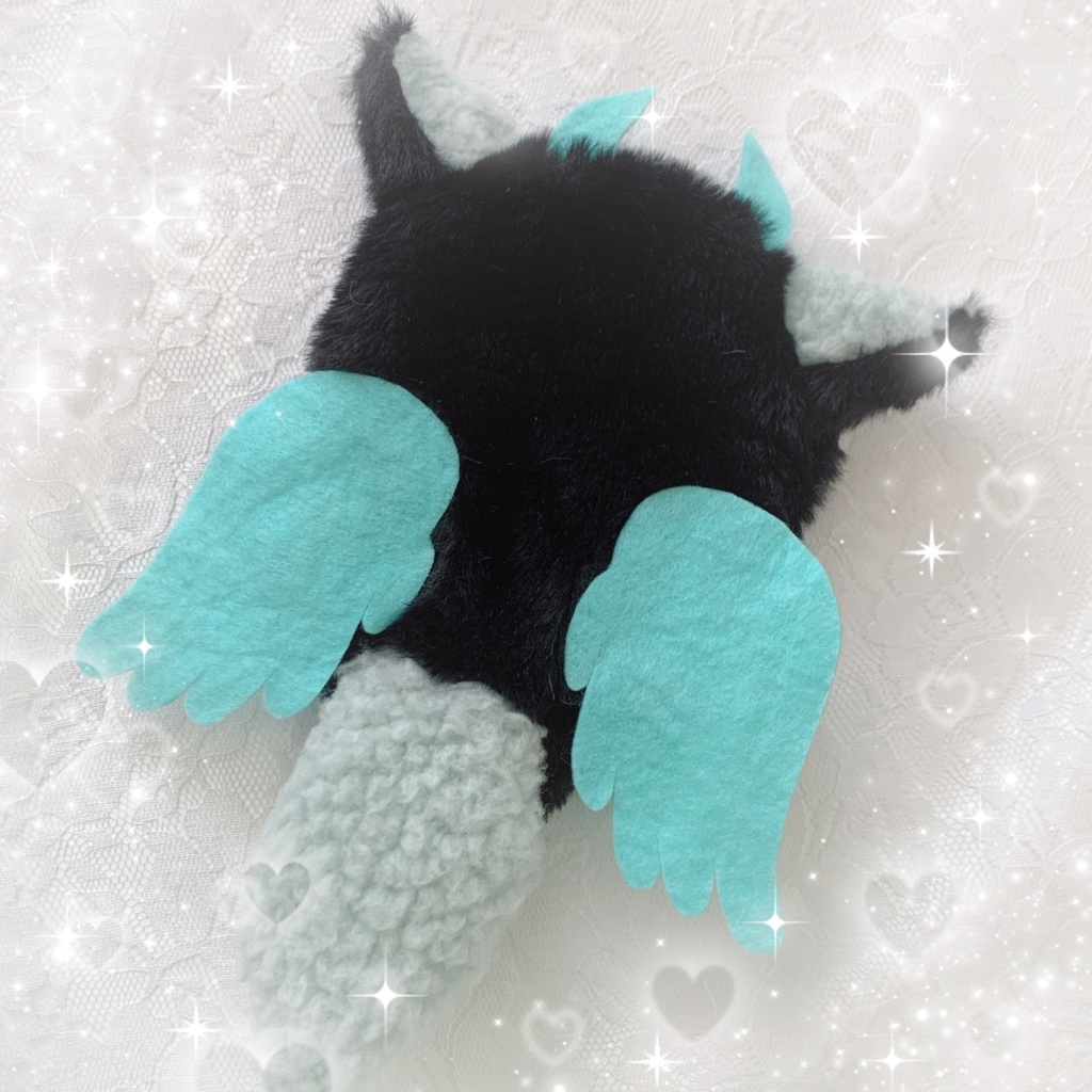 【ラスト1点❣️】black×mint Wolf ฅ^˶•̀д•́˶^ฅ🩵🖤 ぬい服❤︎