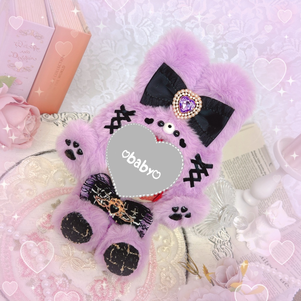 ハイタッチ うさちゃん🐰🖤💜   ぬい服♡