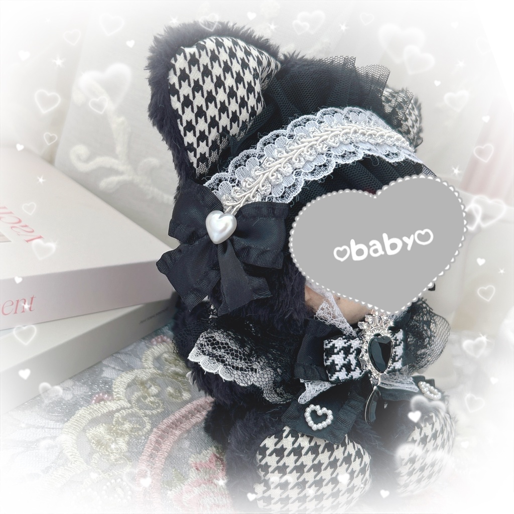 おすわり BLACK frill cat ♡⃛  ぬい服♡