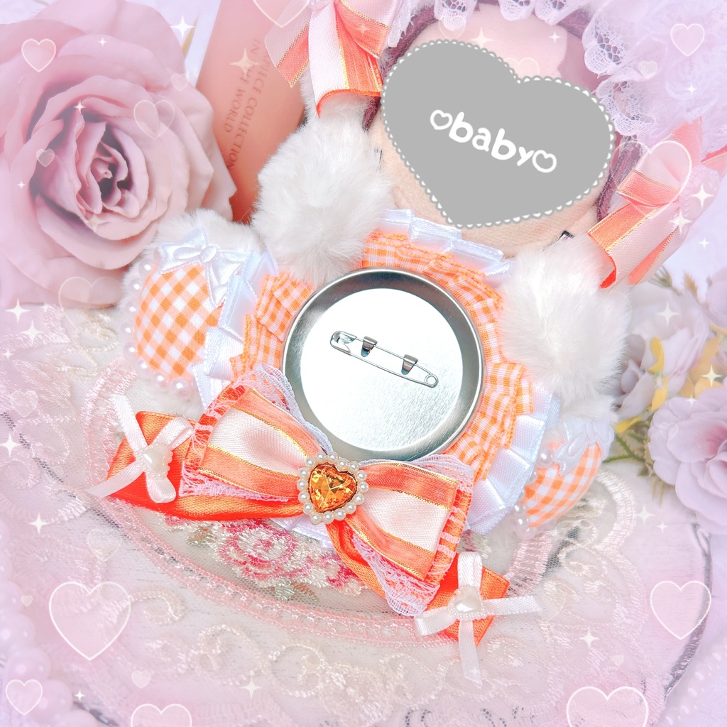 ロゼット×ぬい服 orange check catˆ⸝⸝> ·̫ <⸝⸝ˆ ♡