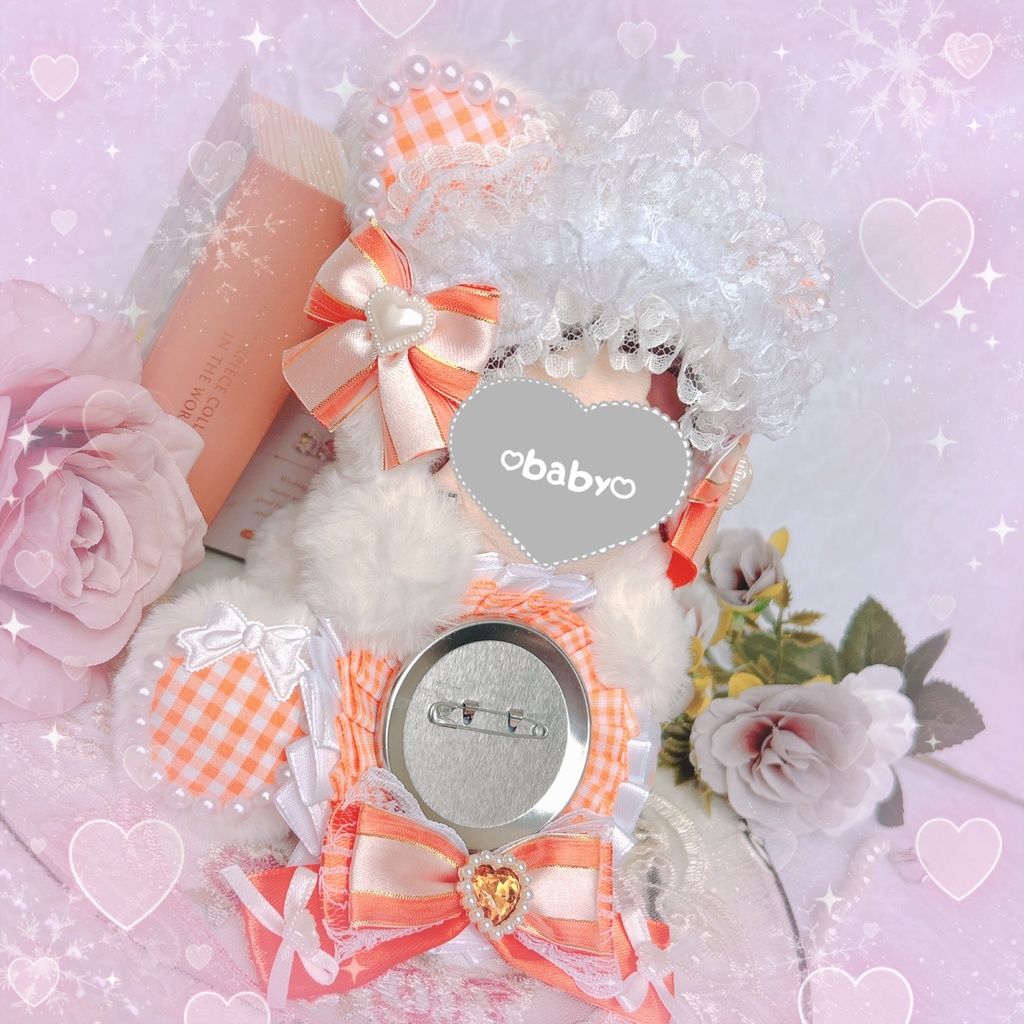 ロゼット×ぬい服 orange check catˆ⸝⸝> ·̫ <⸝⸝ˆ ♡