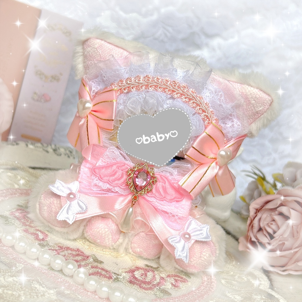 おすわりlovely pink にゃんこฅ^˶•̀д•́˶^ฅ ぬい服♥⟡.⋆