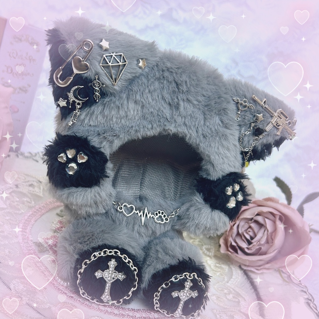Silver accessory Wolf ฅ^˶•̀д•́˶^ฅ♥⟡.⋆ ぬい服𖤐 ̖́-