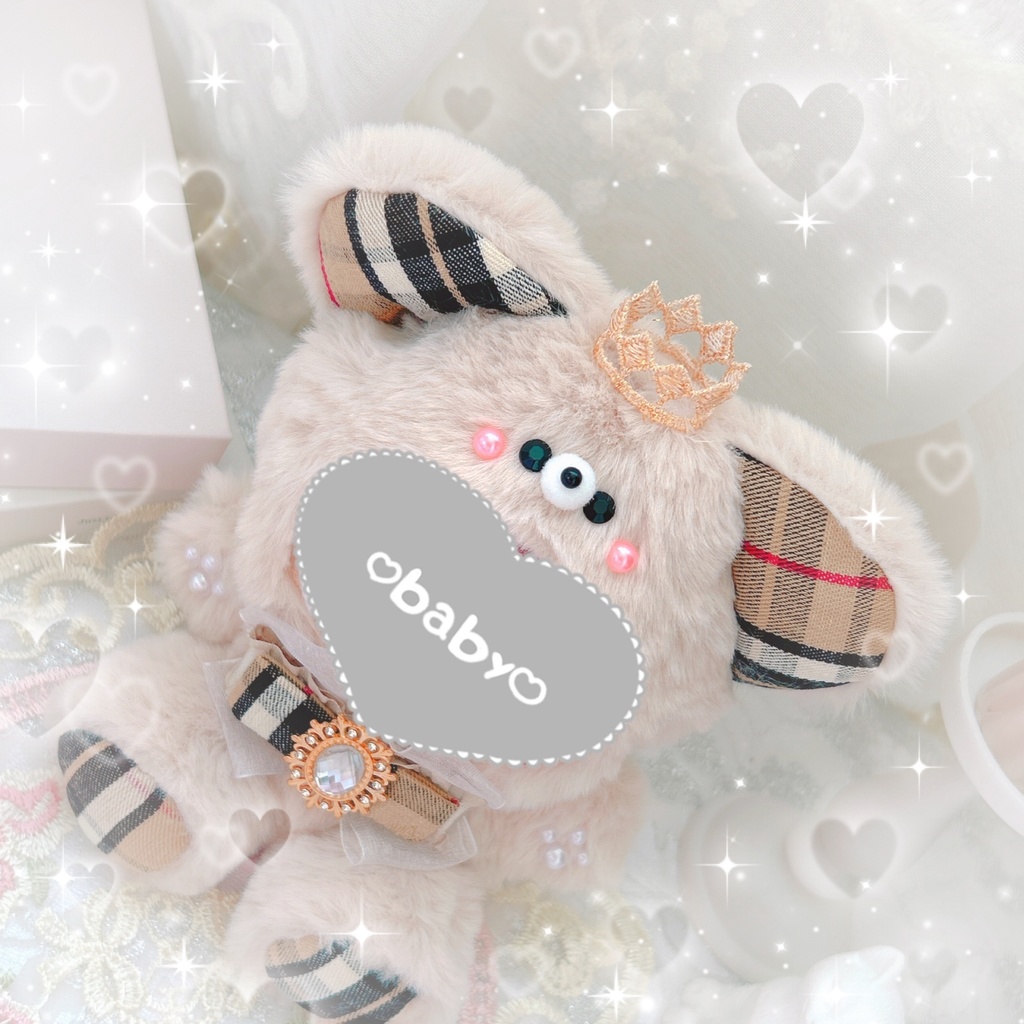 おすわりチェックくま🧸 ぬい服𖤐⸝⸝⸝⋆