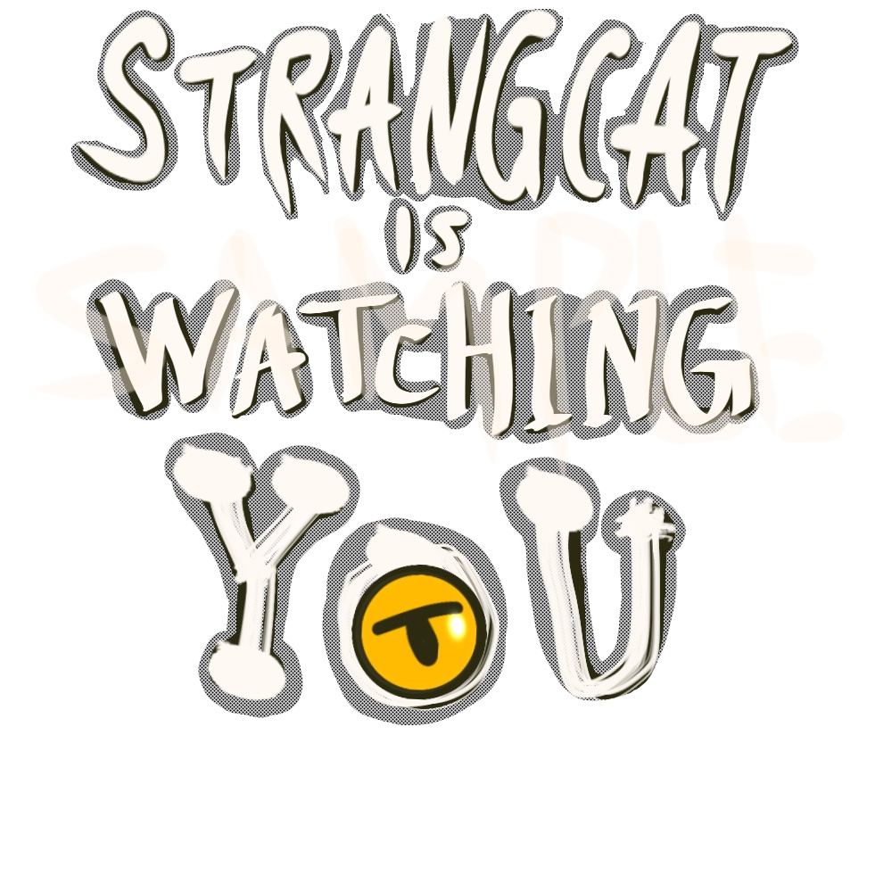 strangecatパーカー(黒/白)