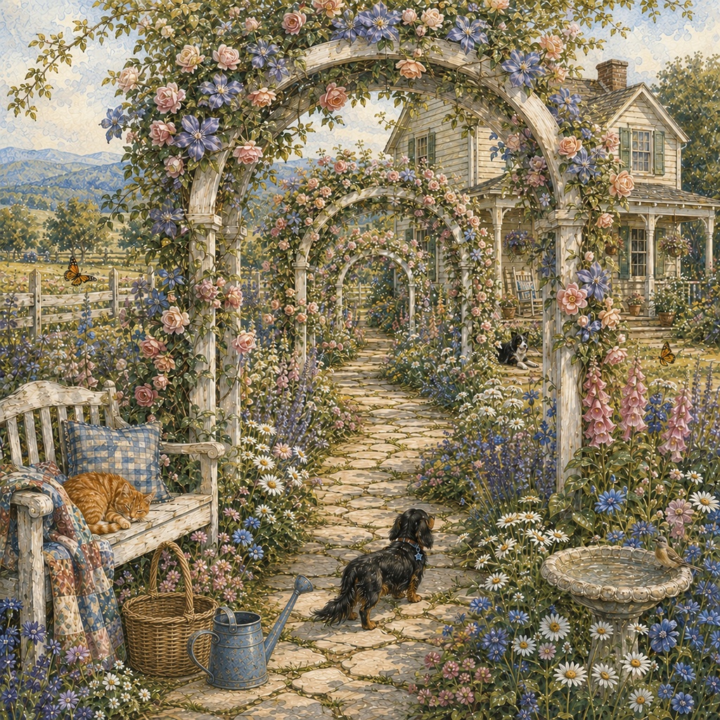 Blooming Country Farm Stories|花と動物のアメリカンカントリー風景画 5枚セットVol.2