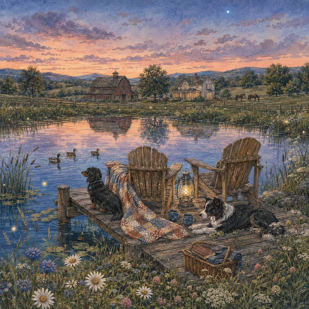 Blooming Country Farm Stories｜花と動物のアメリカンカントリー風景画 5枚セットVol.2