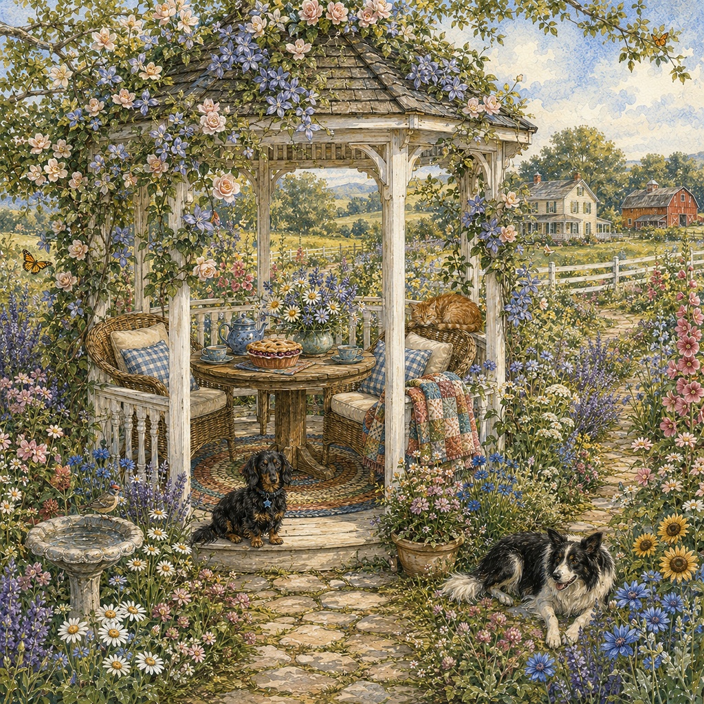 Blooming Country Farm Stories|花と動物のアメリカンカントリー風景画 5枚セットVol.2