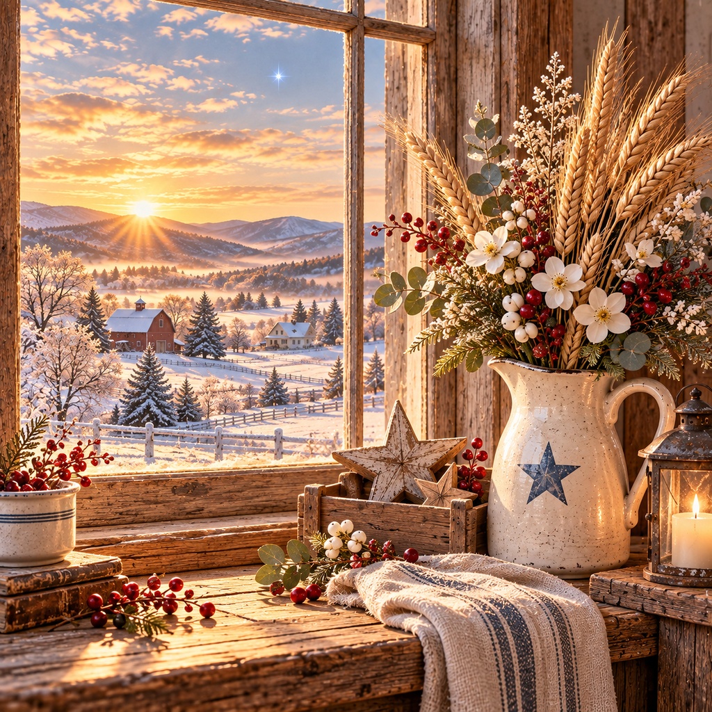 Nostalgic Country New Year – First Light|アメリカンカントリーのお正月 デザインペーパー 5枚セット