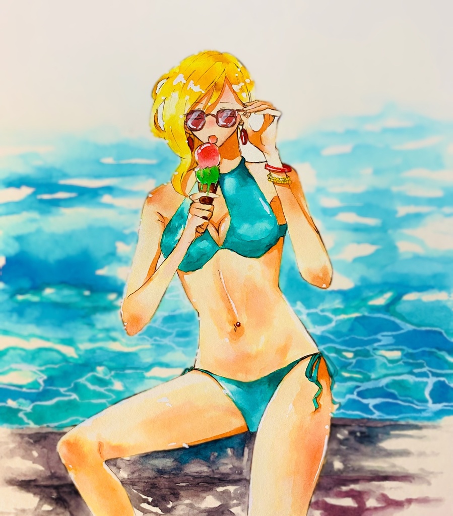 【カラーインク原画】 水着