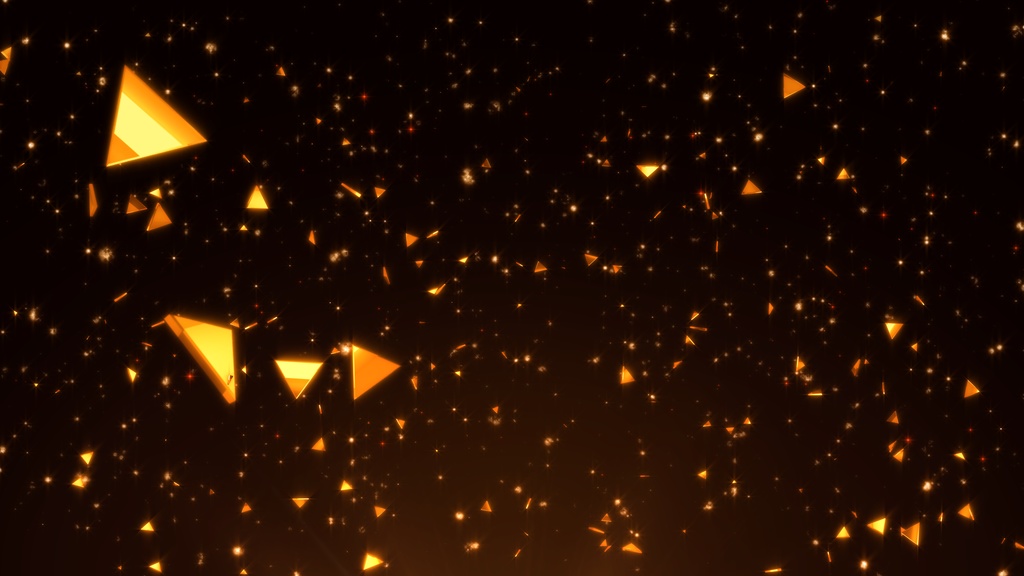 煌めく粒子と三角形のエフェクト背景