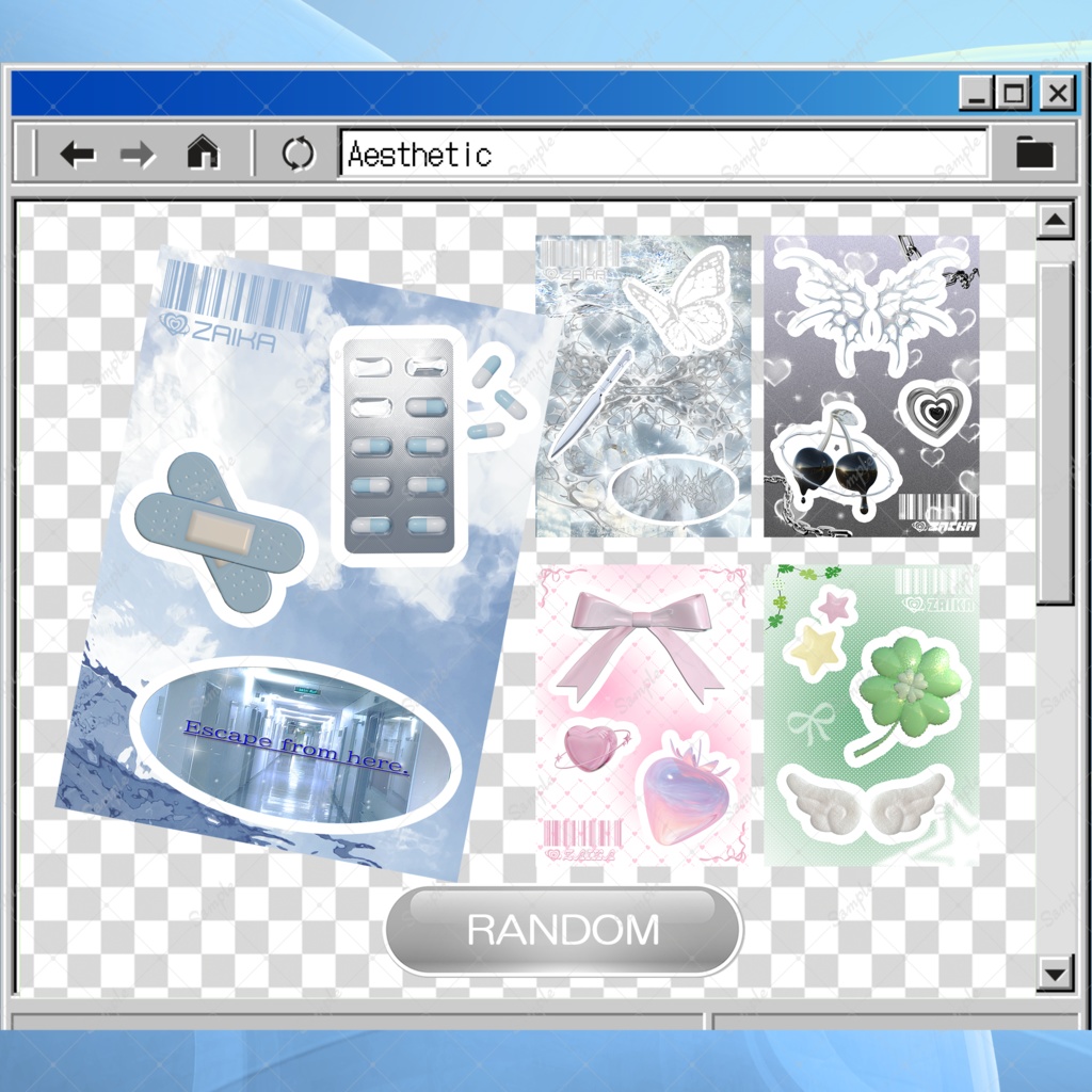 Internet Aesthetic ランダムクリアステッカー [全５種]
