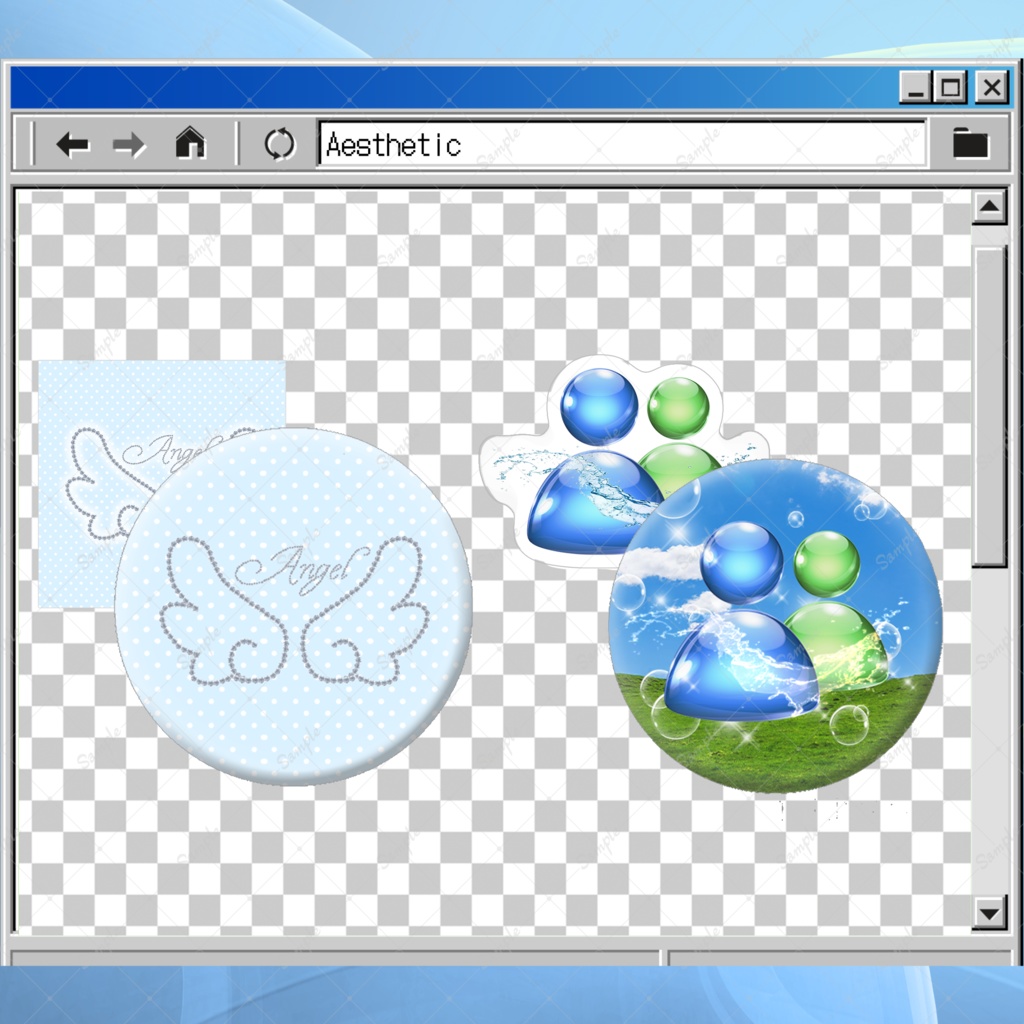 Frutiger Aero / Wishcore 缶バッジ＆ステッカーセット