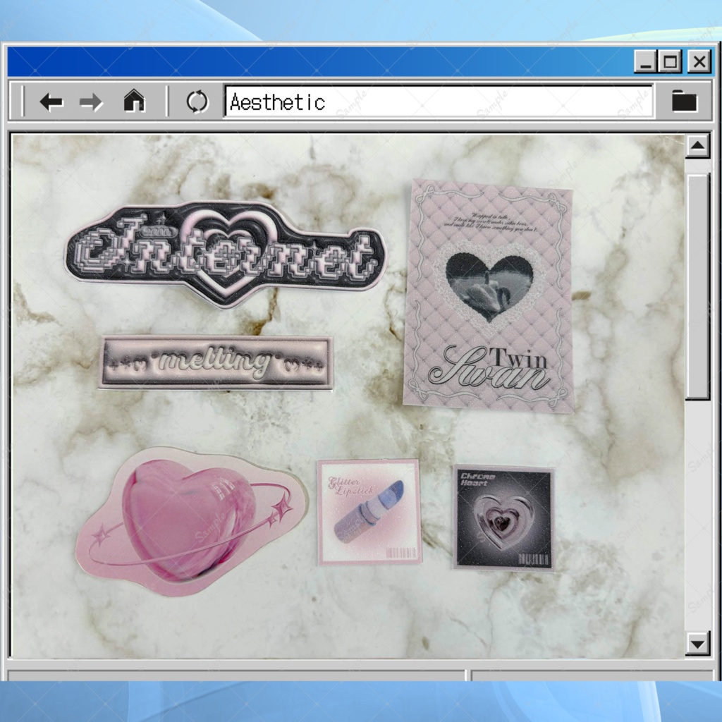 [限定１セット] たっぷりステッカーセット Pink & Black　 6枚