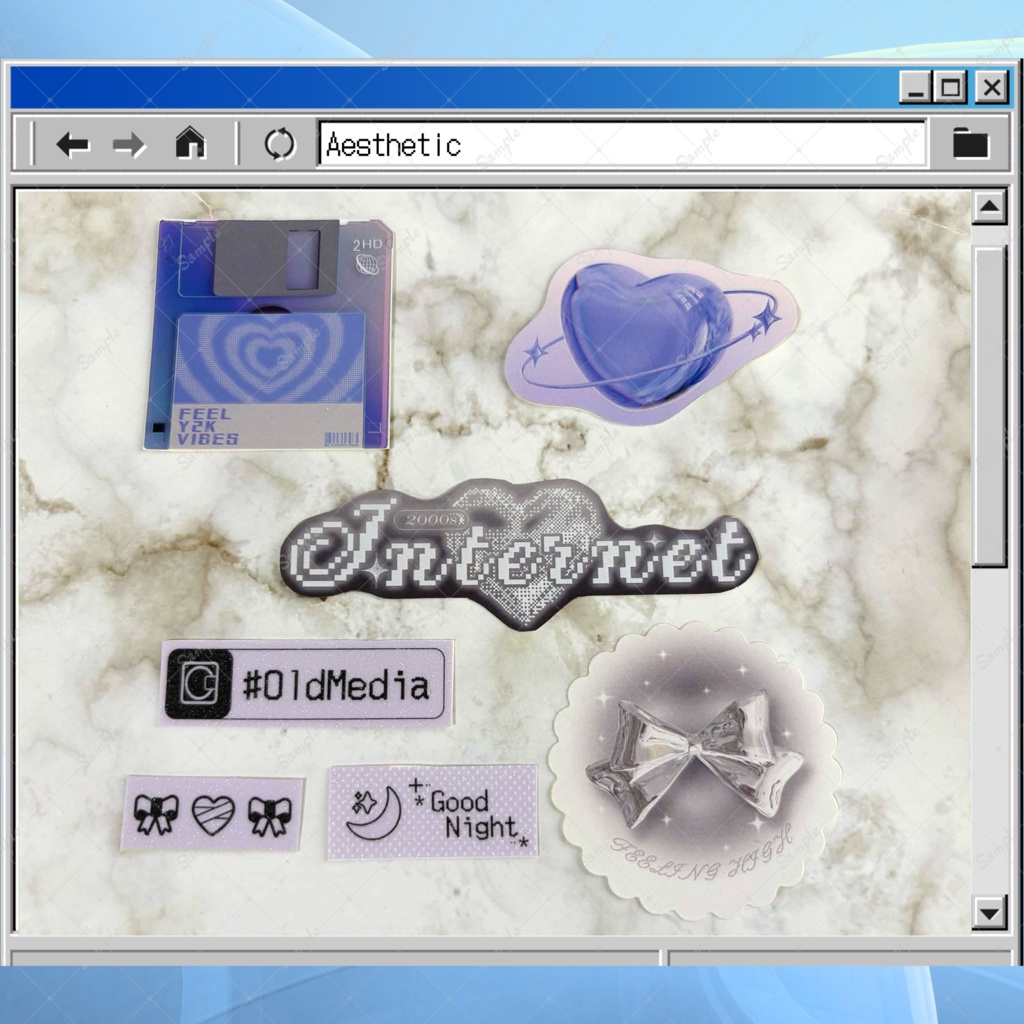 [限定１セット] たっぷりステッカーセット  Purple & Gray 7枚