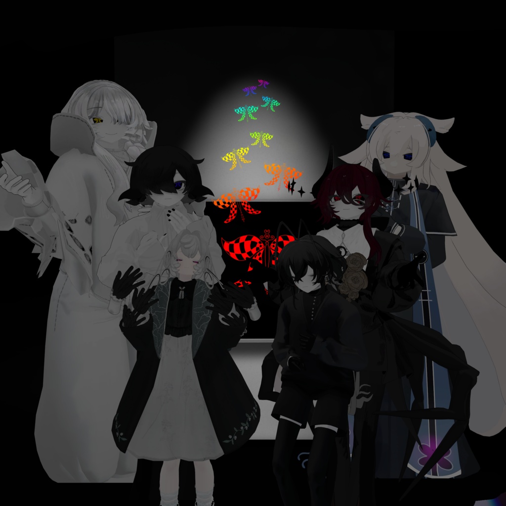 【6アバター対応】チェッカーバタフライアイテクスチャ