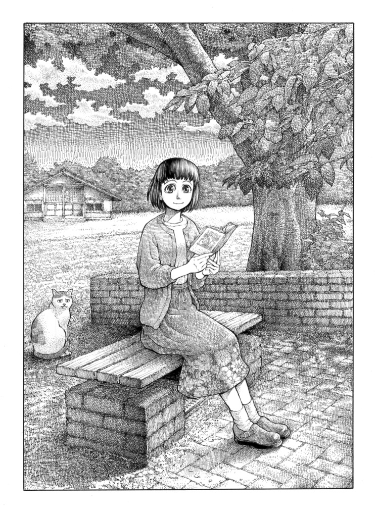 原画『木漏れ日で読書』