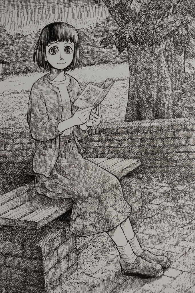 原画『木漏れ日で読書』