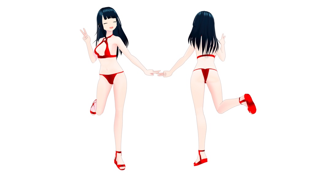 Bikini and sandals in seven colors