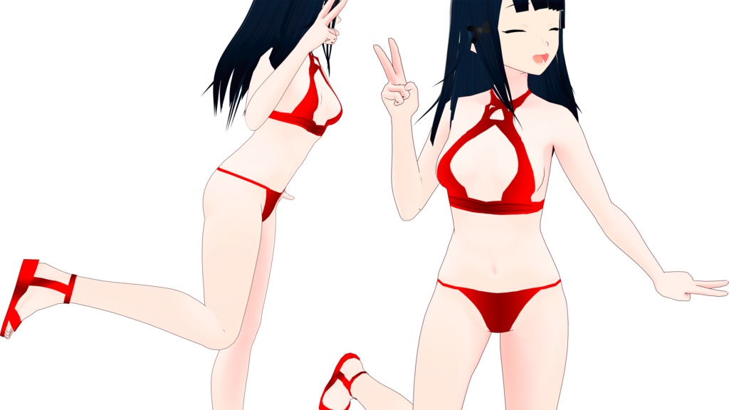 Bikini and sandals in seven colors