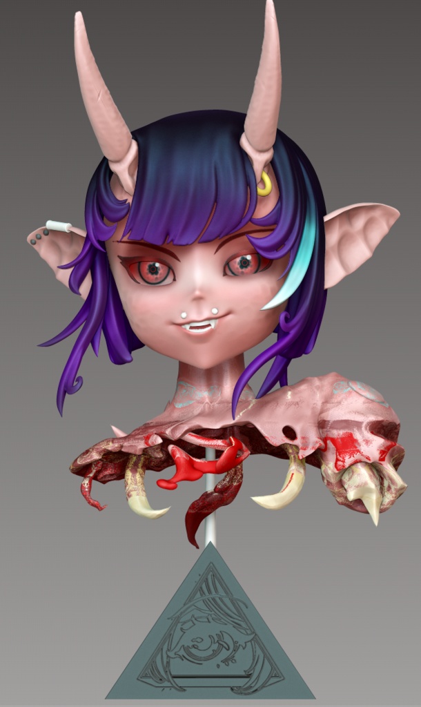 【無料】鬼娘上半身【3Dプリンター】STL