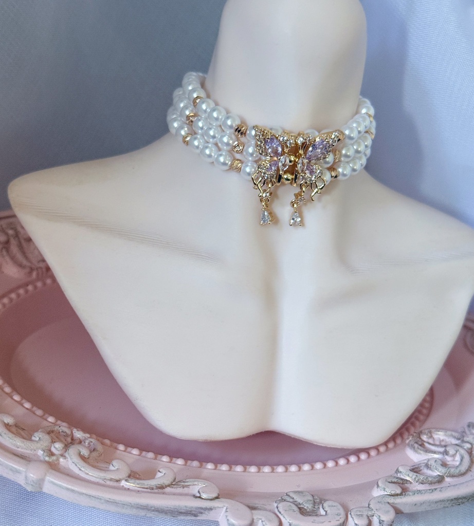 70〜75サイズ BJDパールネックレス3連