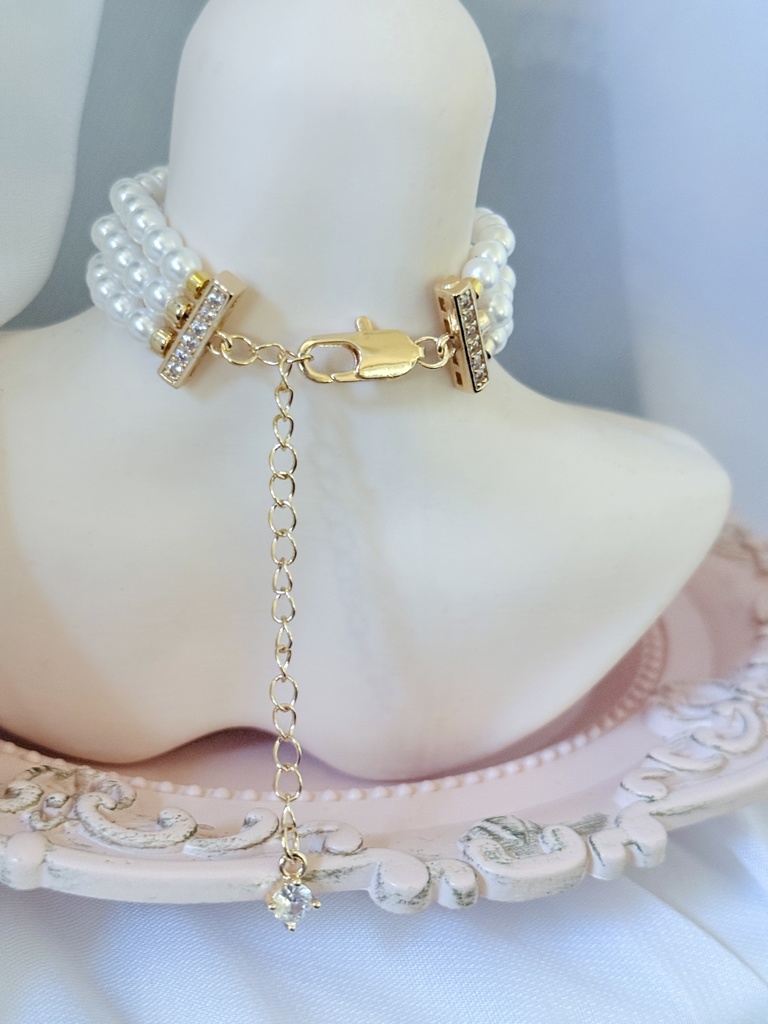 70〜75サイズ BJDパールネックレス3連