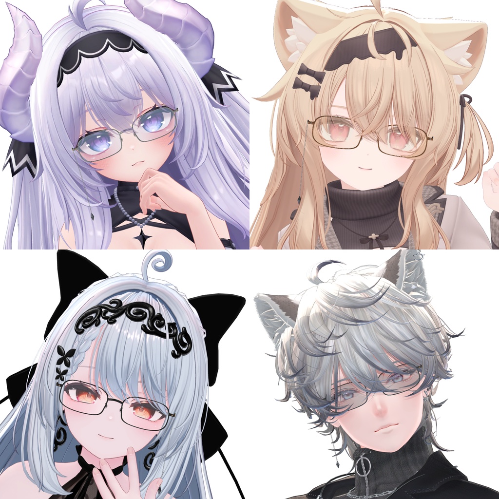【27アバター対応】NOCTURNE チェーン付きクラシック眼鏡