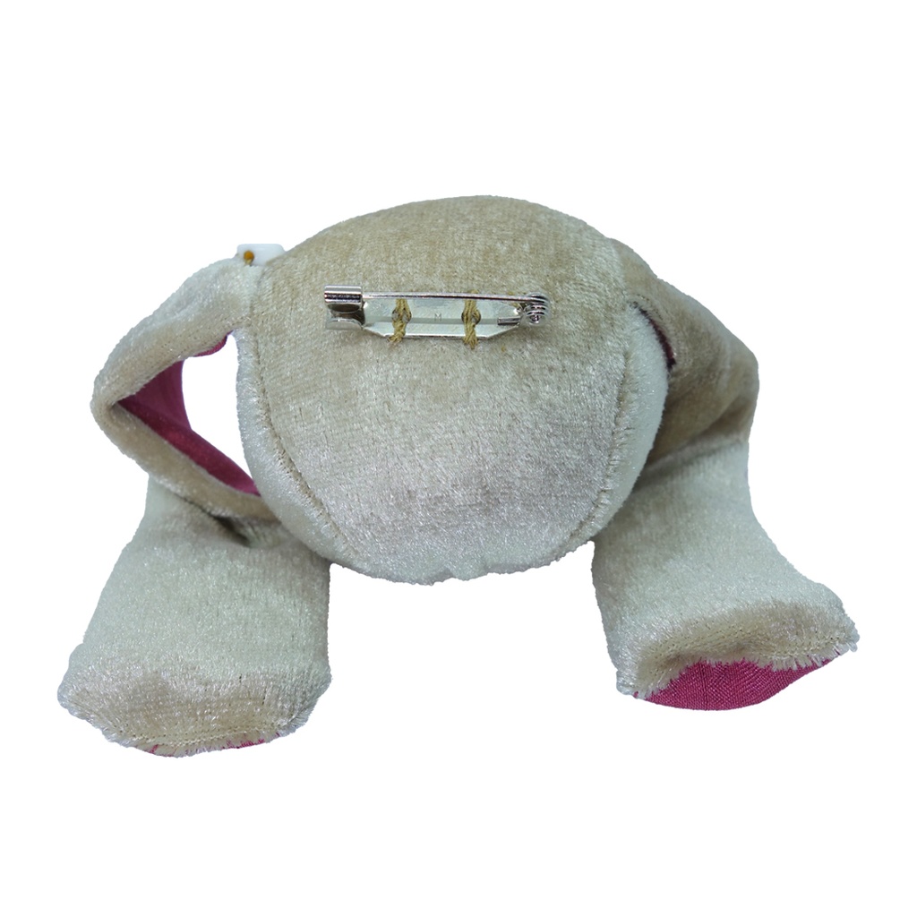 おかおブローチ ベージュ×ピンク