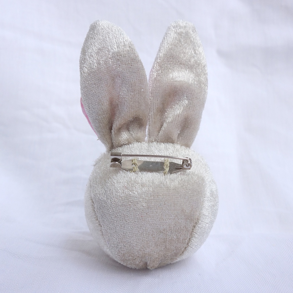 おかおブローチ ベージュ×ピンク