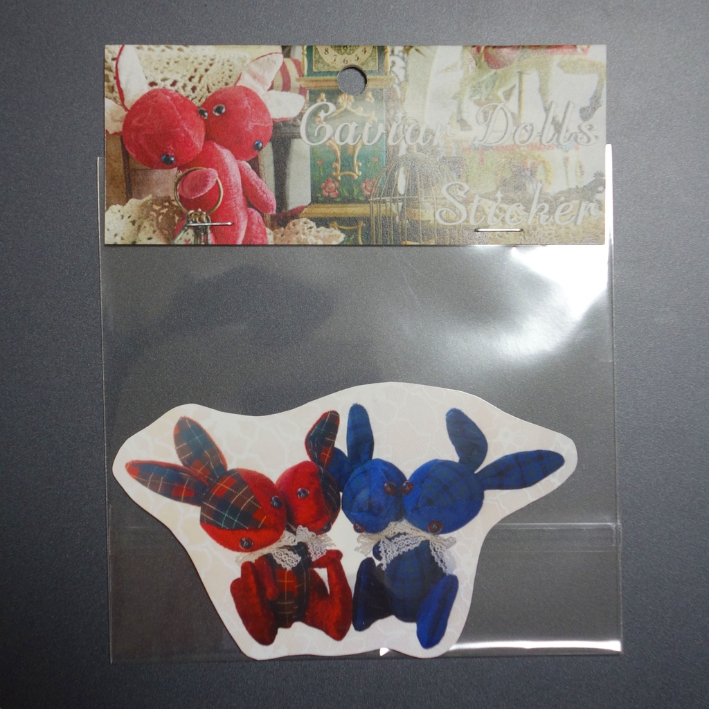 ステッカー　チェックなふたつあたまのうさぎ