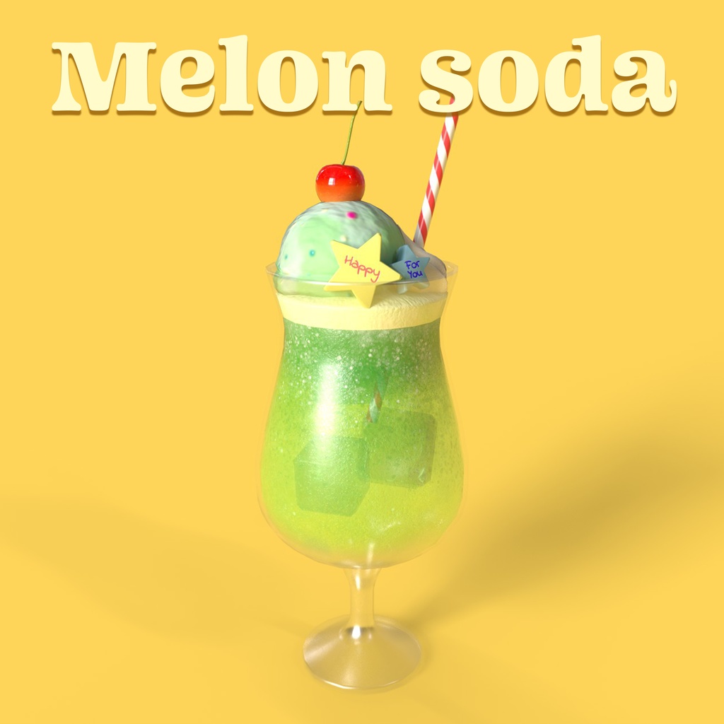 【3D小物】🌟更新あり🌟メロンソーダ（組み換え自由）