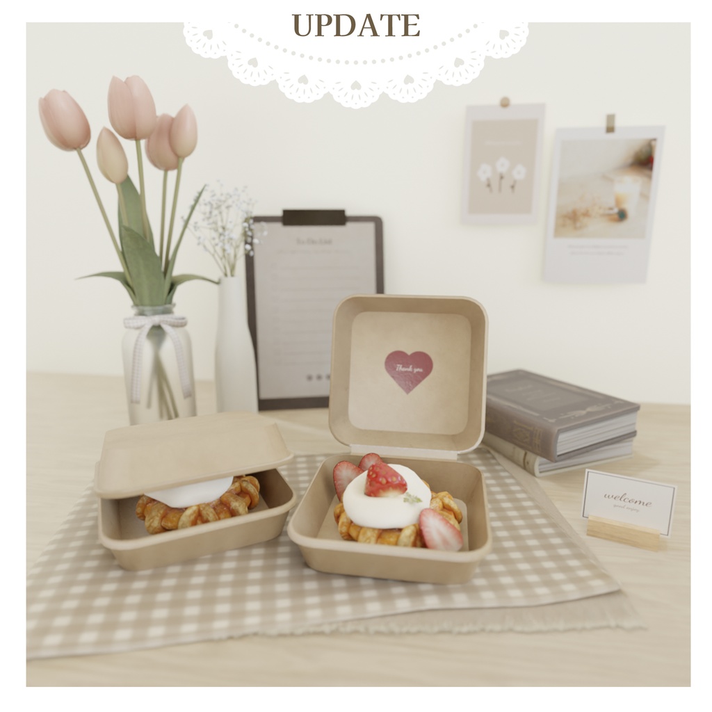 【3D小物】🌟更新あり🌟お家カフェ インテリアセット＆ワッフルセット（組み換え自由・改変用PSD付き）