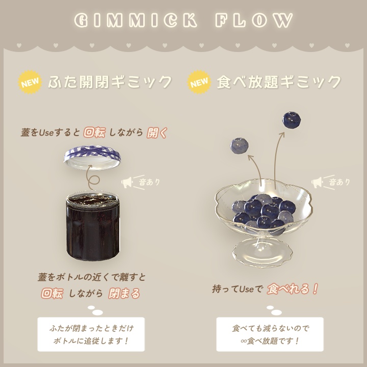 【3D小物】クリームたっぷりスコーンセット(🌟ギミック追加🌟)